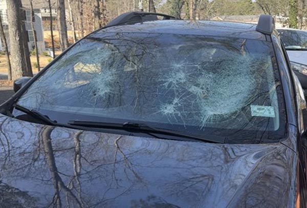 Image of a broken front windshield