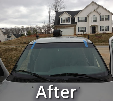 White car windshield replacement completed